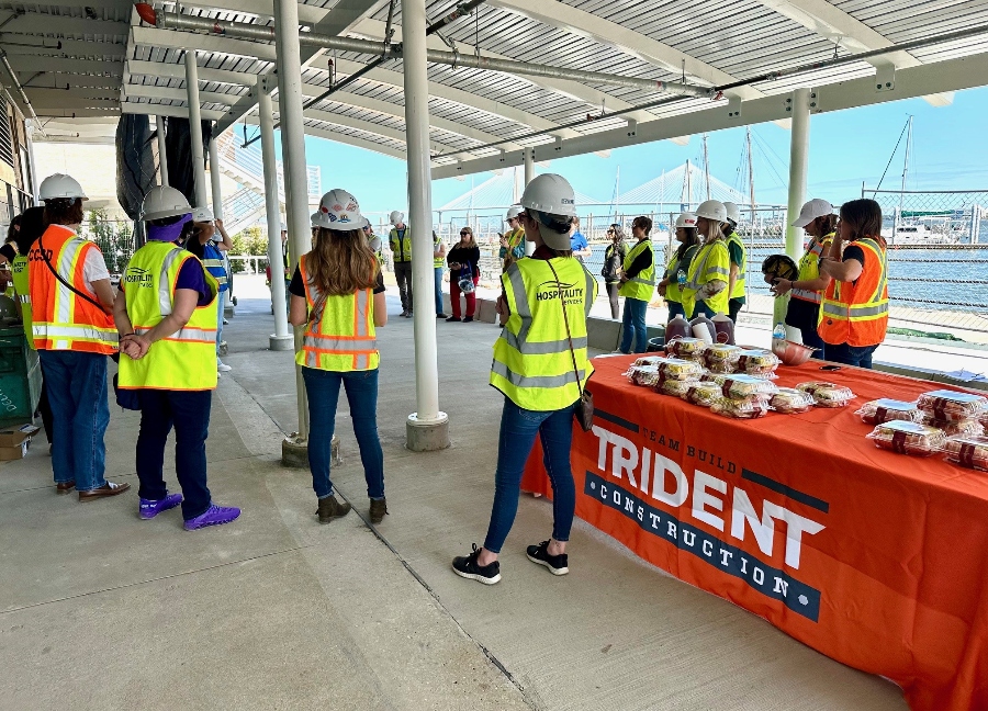 Over 30 members of the Charleston Chapter of the National Association of Women in Construction attended a hard hat tour hosted by Trident Construction of the much-anticipated SC Aquarium Boeing Learning Lab being constructed at the Charleston Maritime Center. (Photo/Trident Construction)